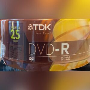 TDK DVD-R Blank Discs 25 Pack 4.7GB 120min Recordable Media Spindle New Sealed